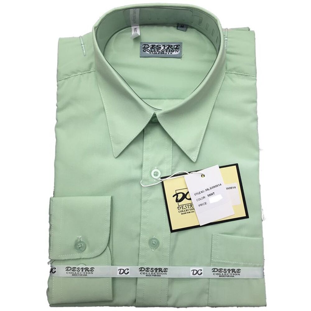 Desire Collection Men's Long Sleeve Classic Fit Pocket Dress Shirt Mint